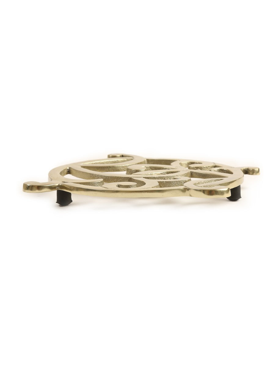 Matt Gold Flower Design Round Trivet
