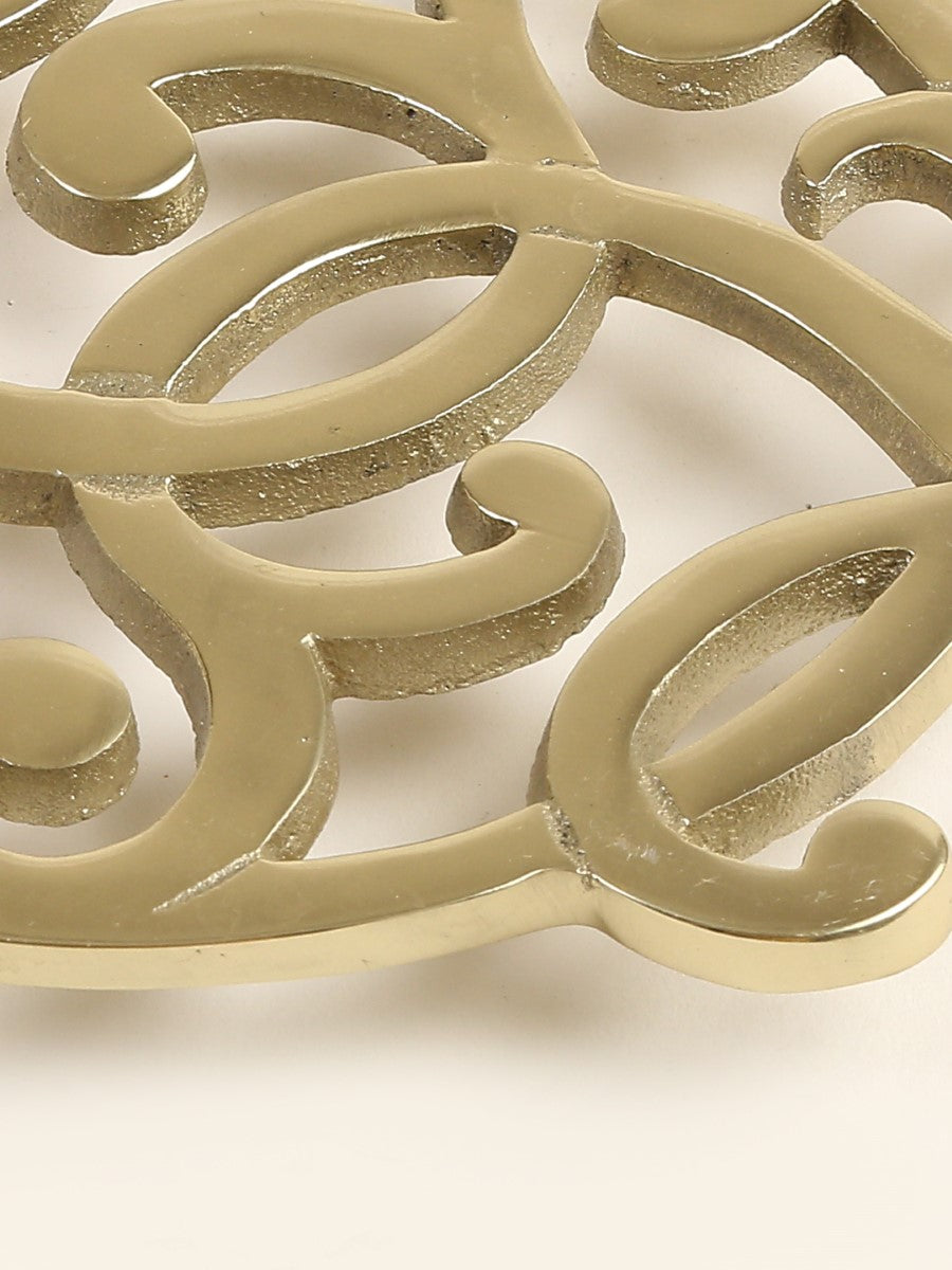 Matt Gold Flower Design Round Trivet