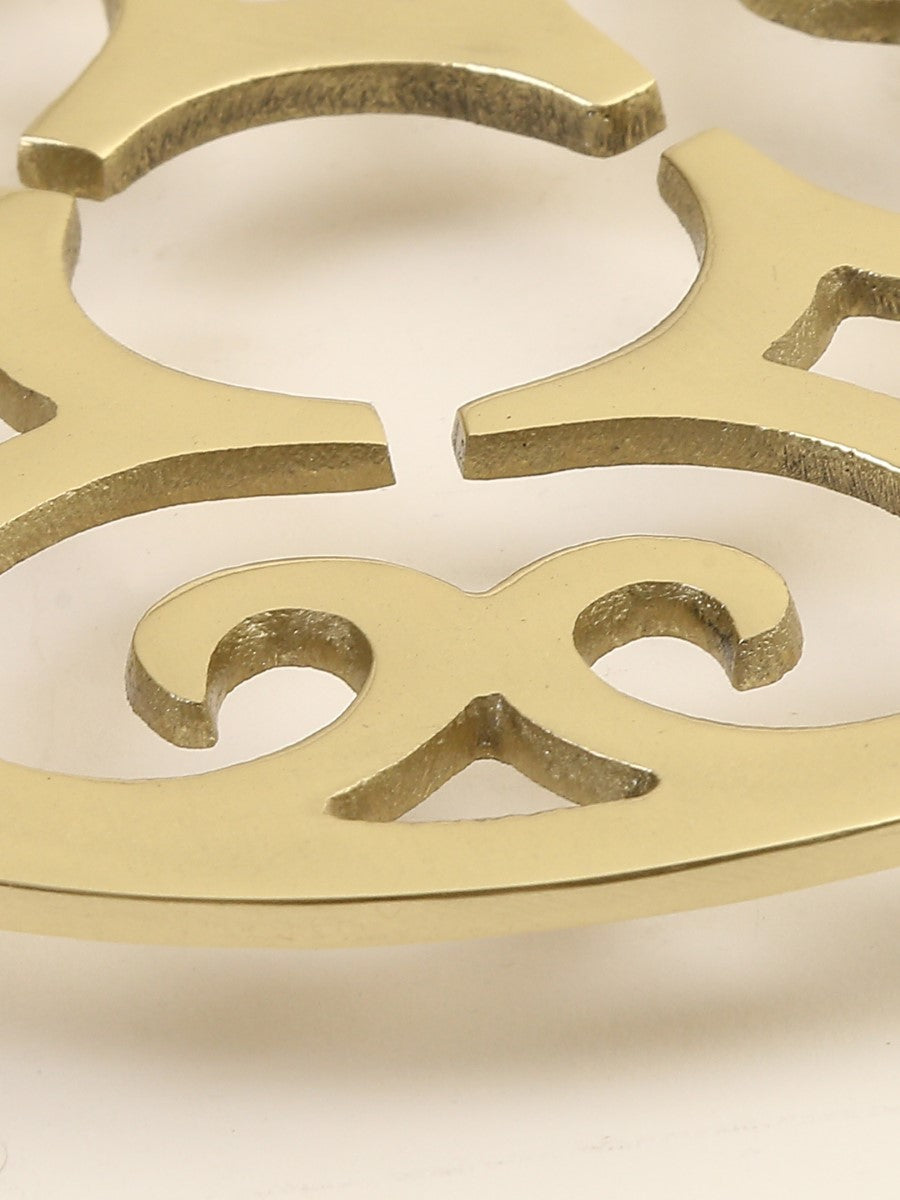 Matt Gold Flower Design Round Trivet