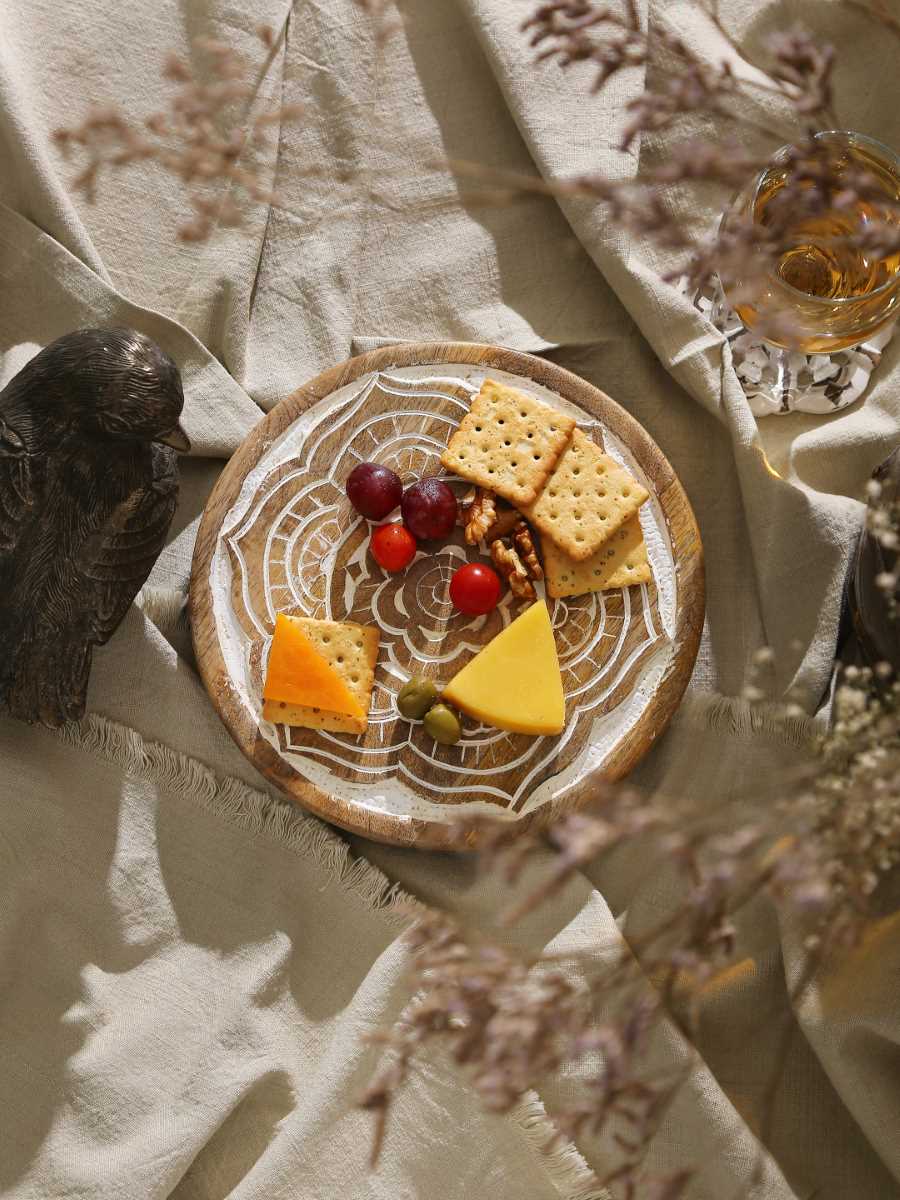 Beautiful Carved White Wash Trivet