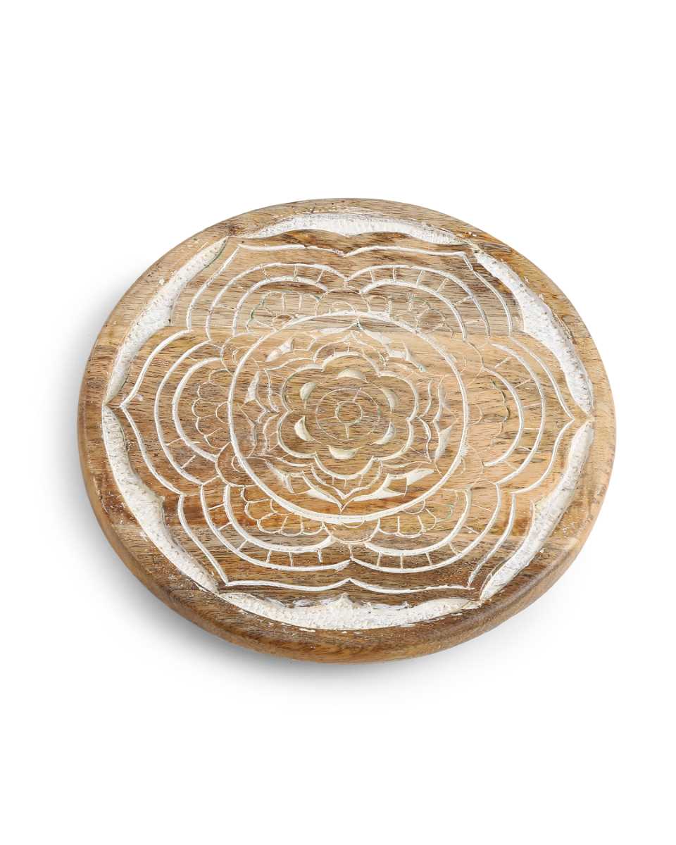 Beautiful Carved White Wash Trivet