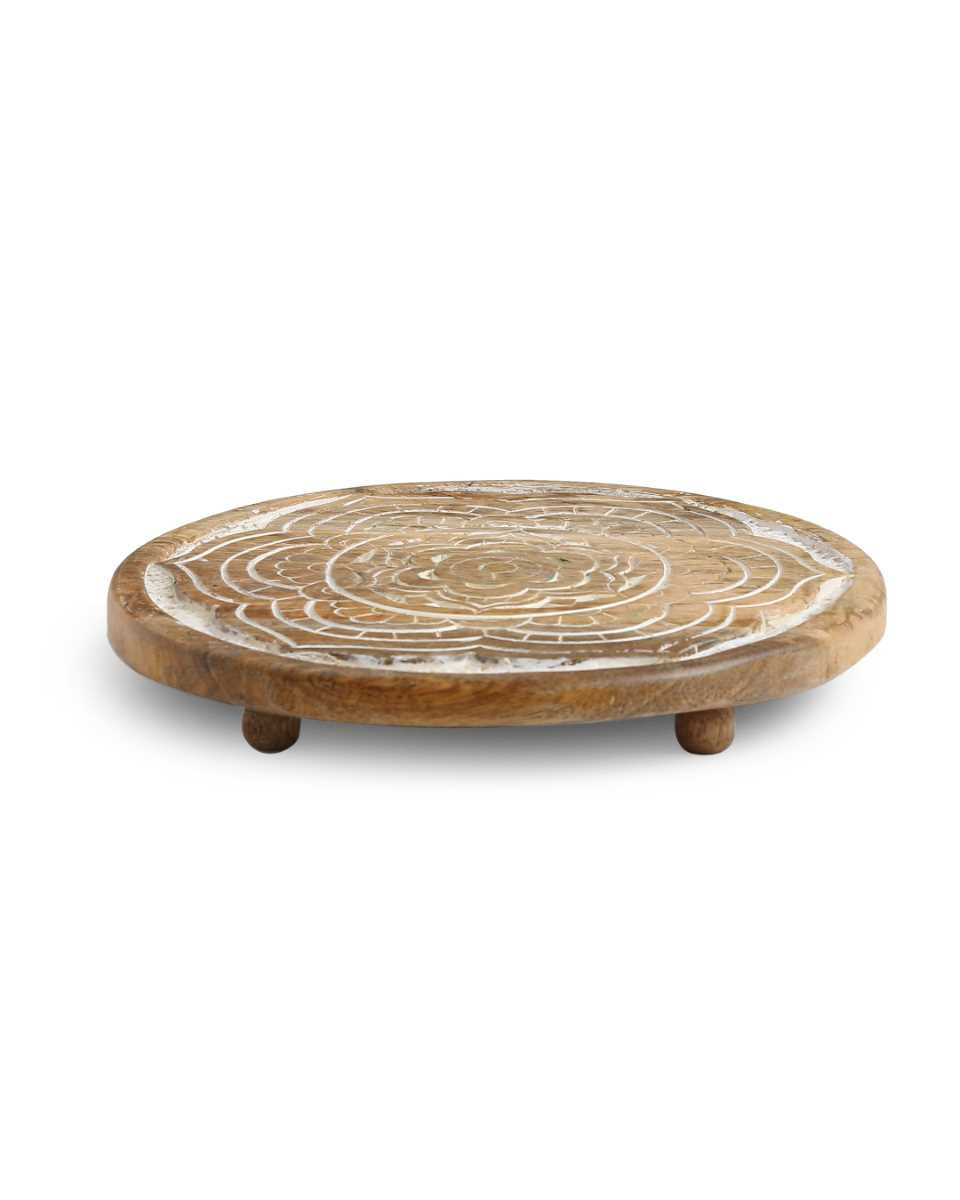 Beautiful Carved White Wash Trivet