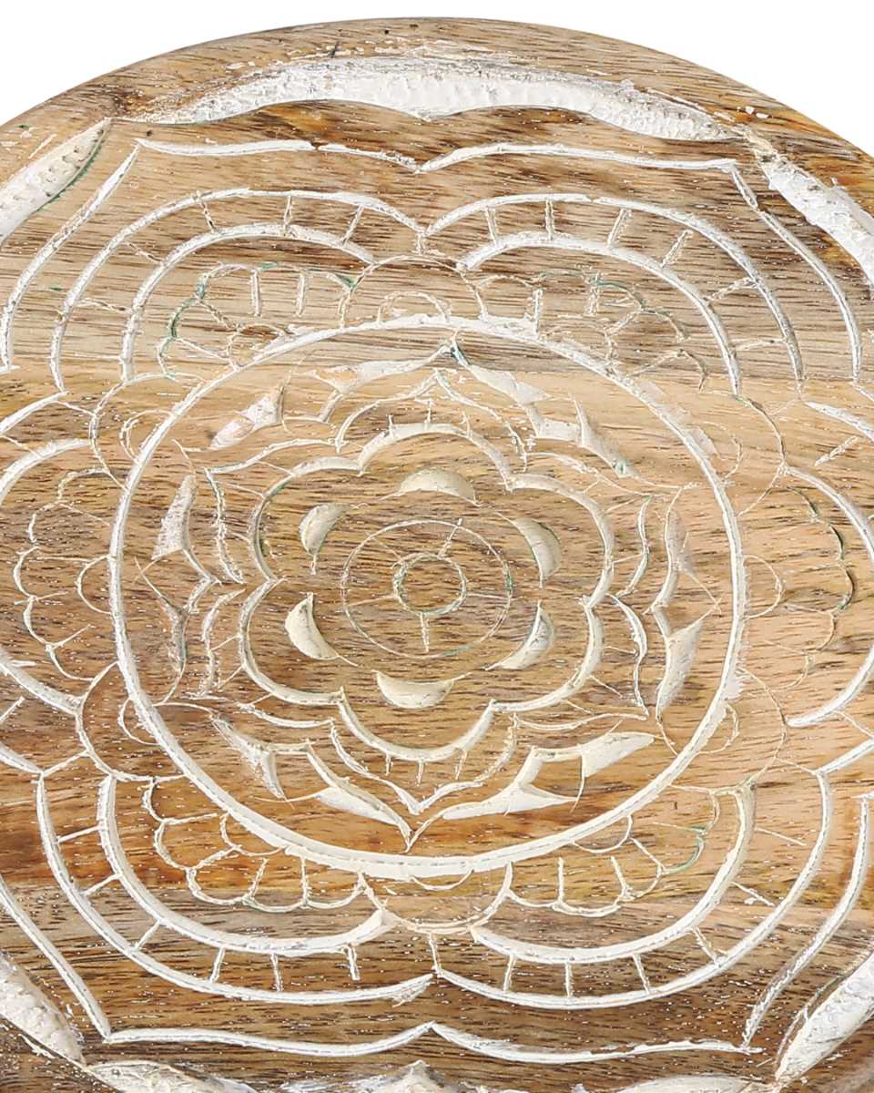 Beautiful Carved White Wash Trivet