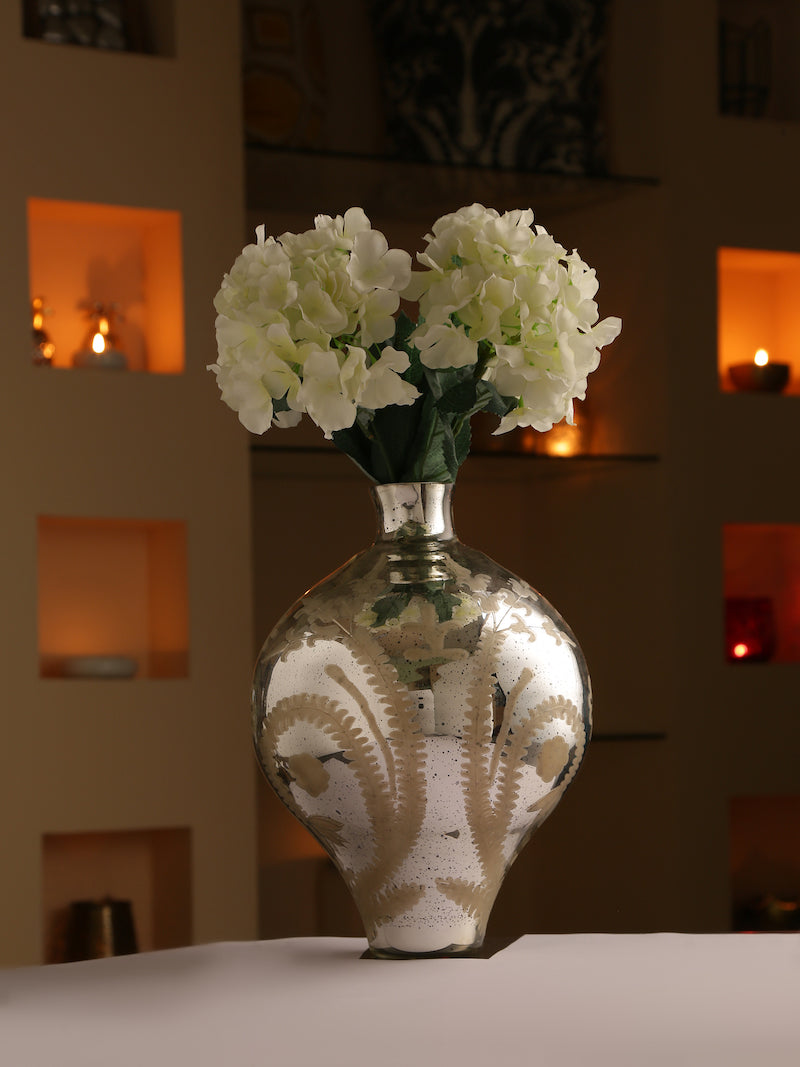 Exquisite Glass Vase with Flower Cut Design