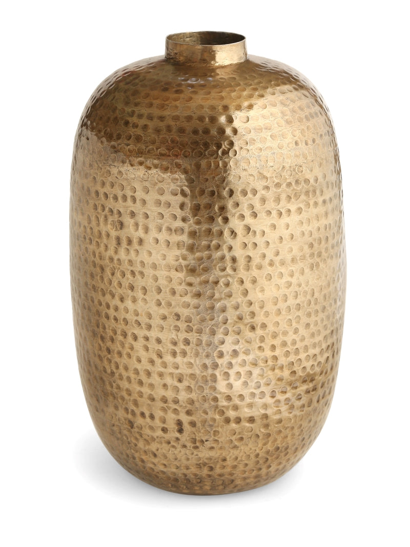 Antique Round Gold Vase With Hammering Details