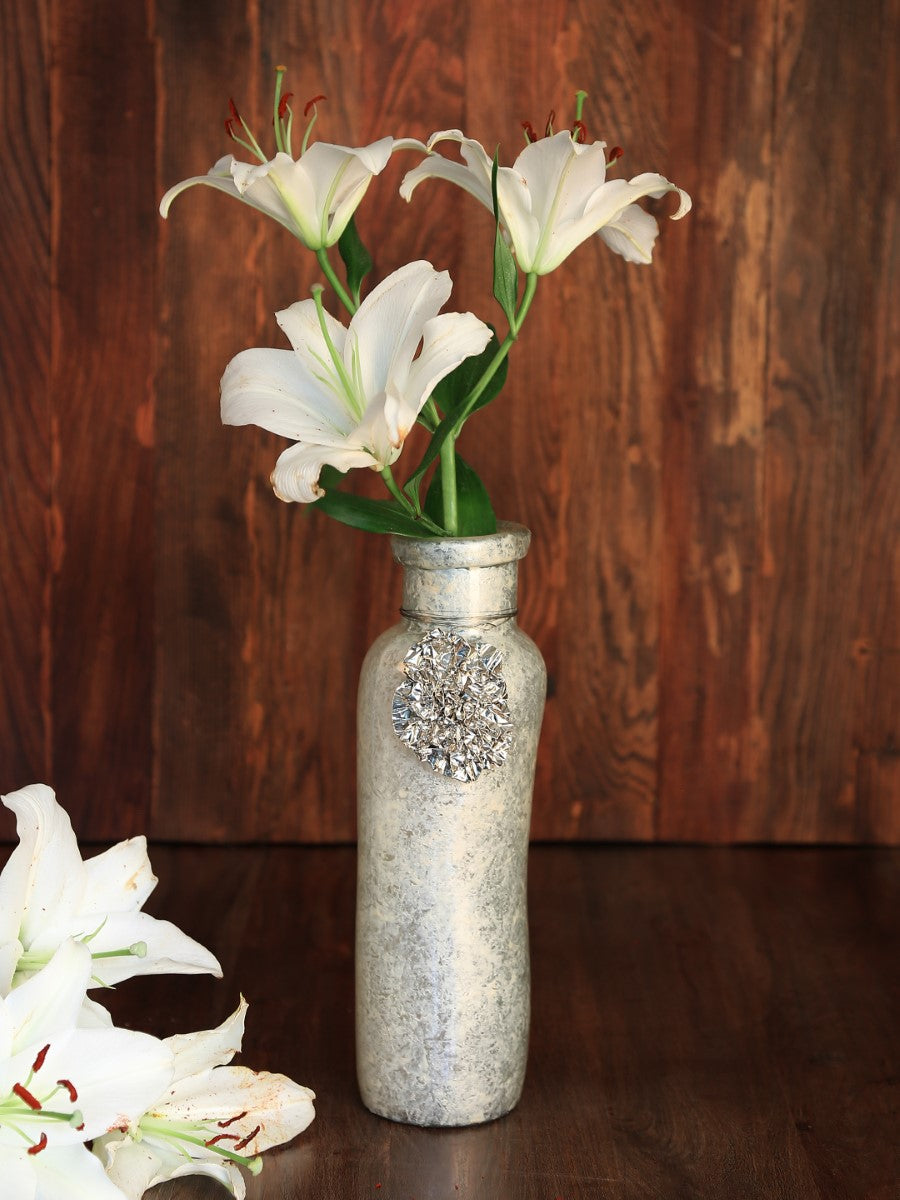 Ivory Vase With Silver Accent