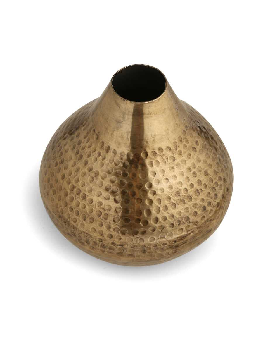 Antique Gold Vase With Hammering Details