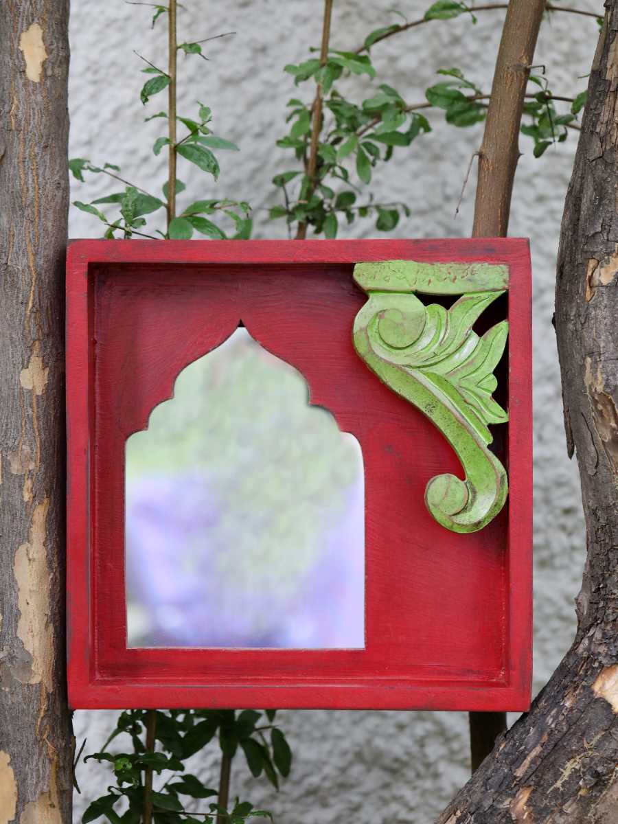 Antique Red And Green Mirror