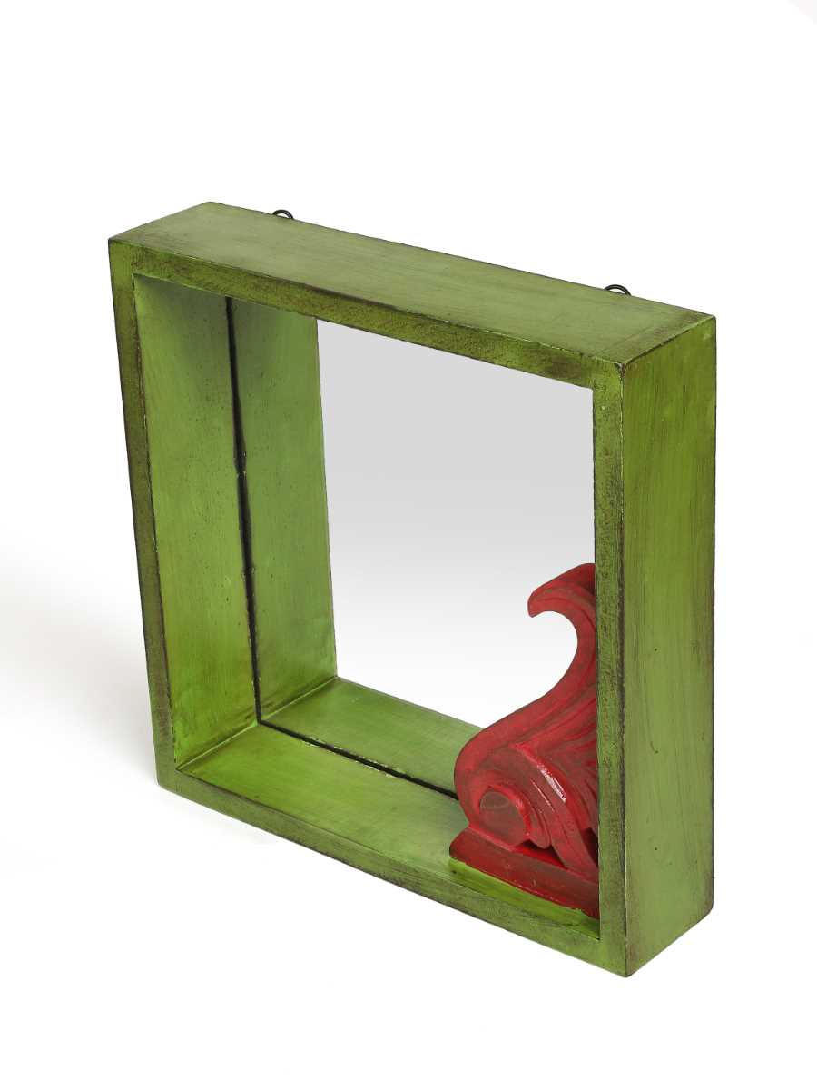 Antique Green And Red Mirror