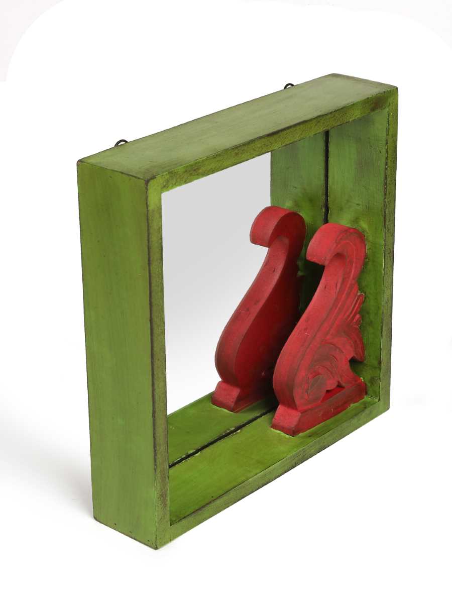Antique Green And Red Mirror