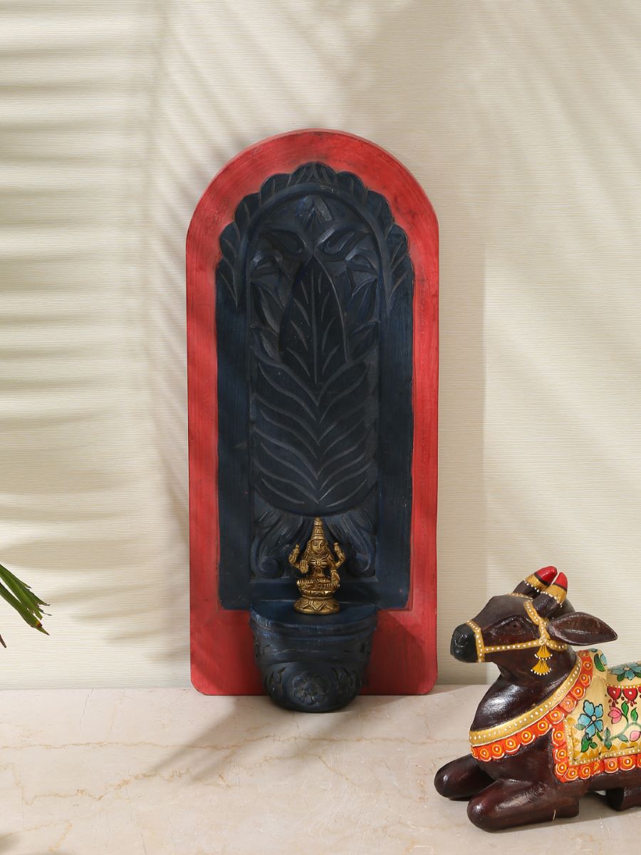 Red And Blue Rustic Carved Wall Décor