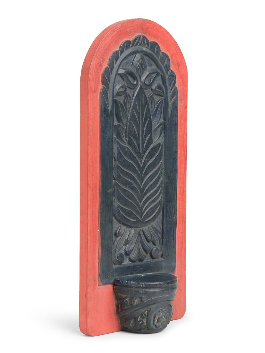 Red And Blue Rustic Carved Wall Décor
