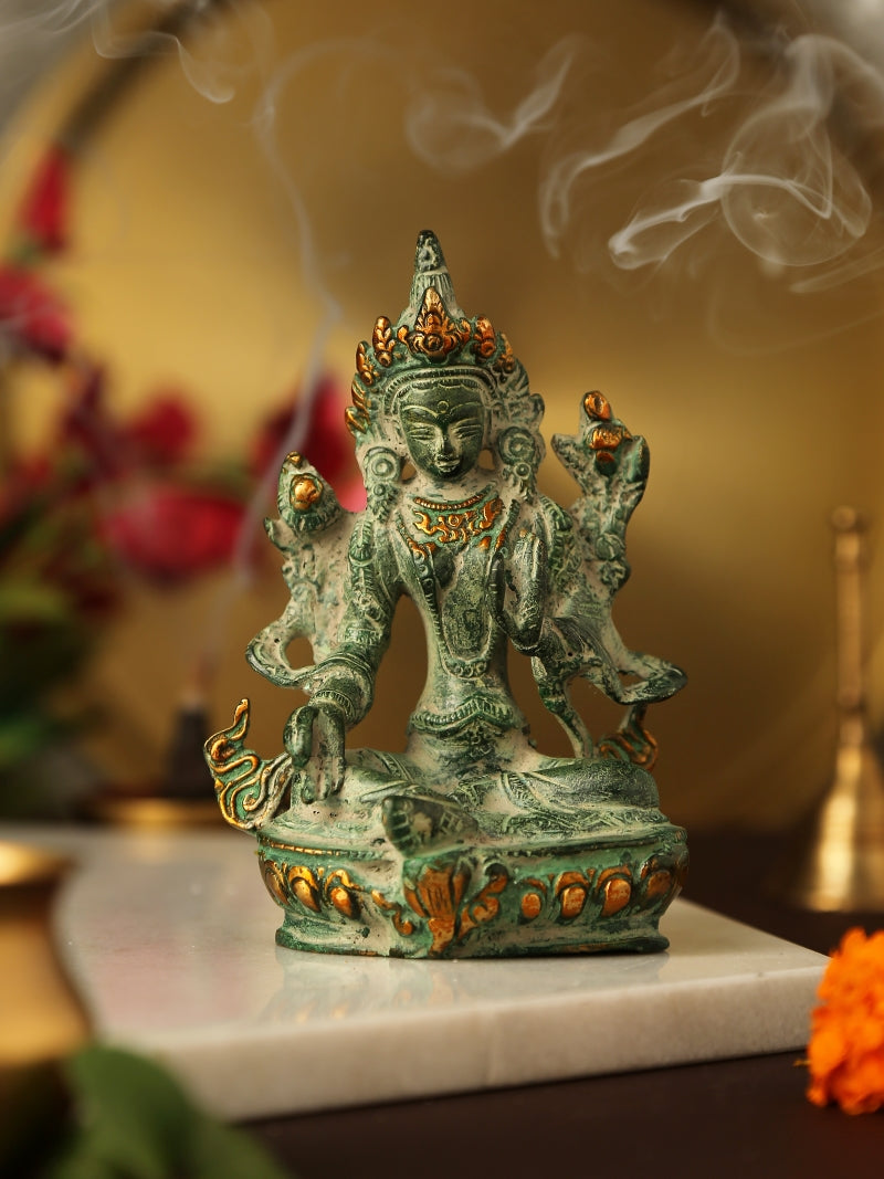 Tara Devi with Green Stone Finish