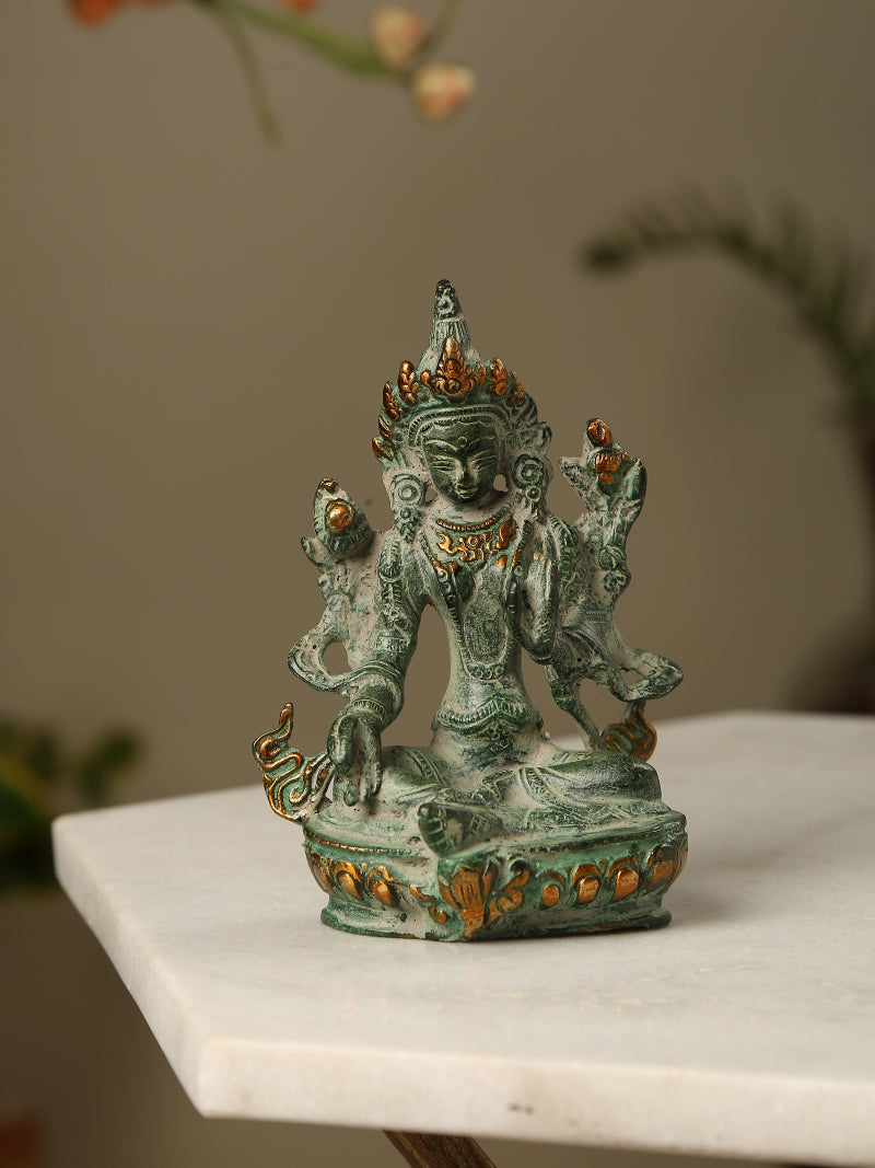 Tara Devi with Green Stone Finish