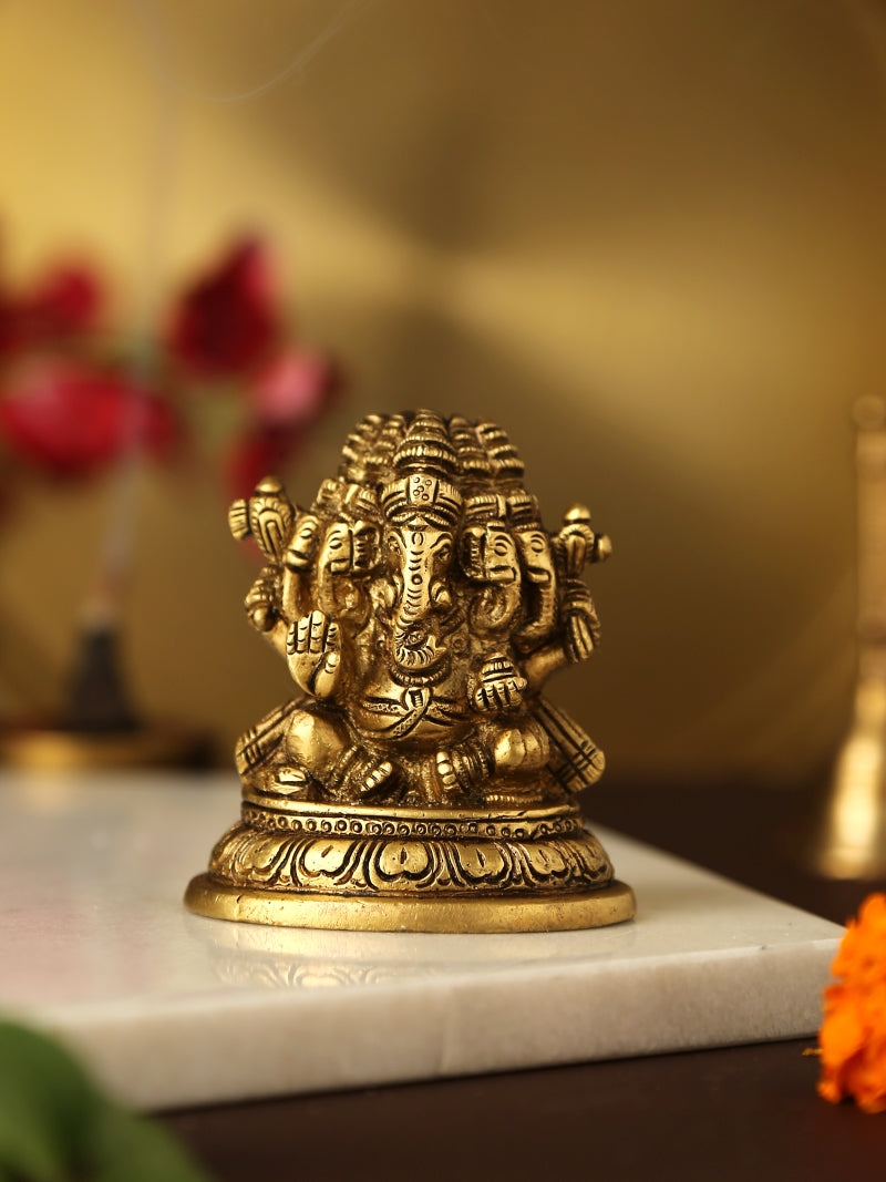 Panchmukhi Lord Ganesha in Brass