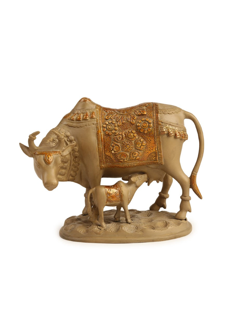 Kamdhenu With Calf In Stone Finish