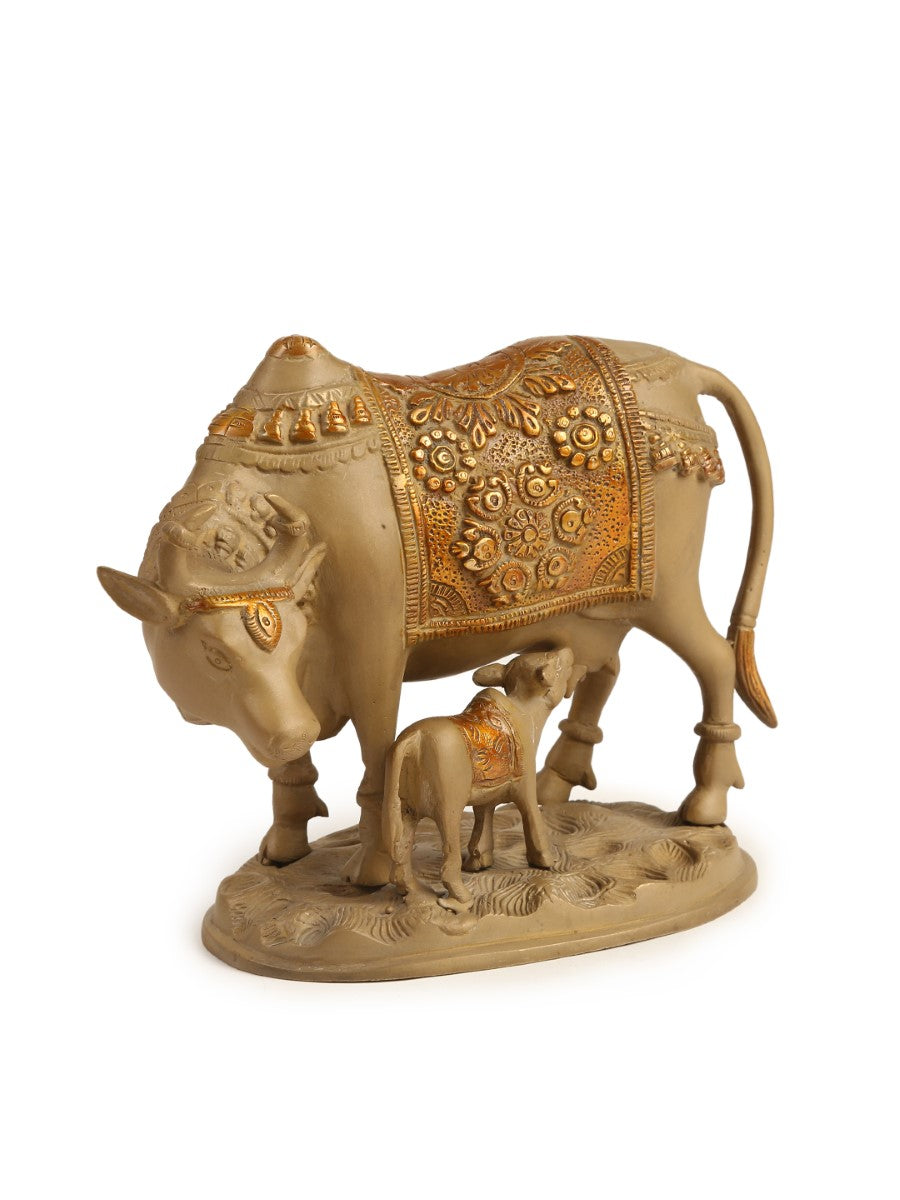 Kamdhenu With Calf In Stone Finish