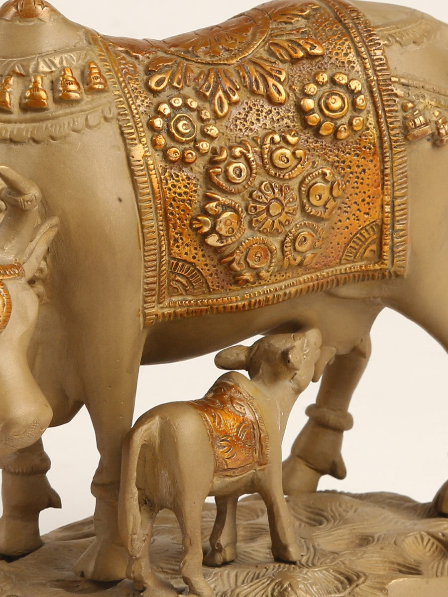 Kamdhenu With Calf In Stone Finish