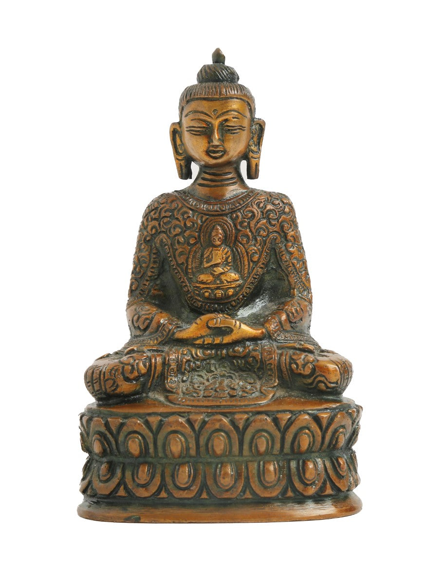 Buddha Statue In Antique Brown Finish