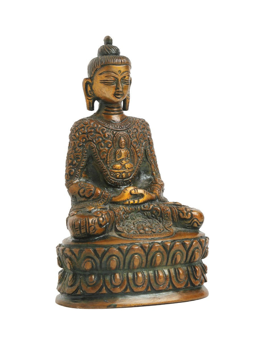 Buddha Statue In Antique Brown Finish