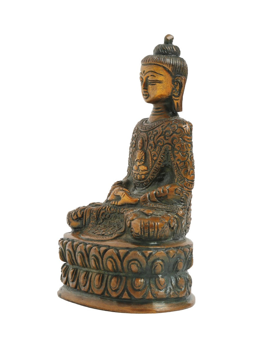 Buddha Statue In Antique Brown Finish