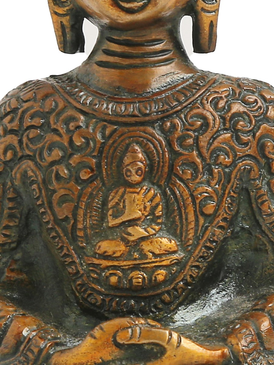 Buddha Statue In Antique Brown Finish
