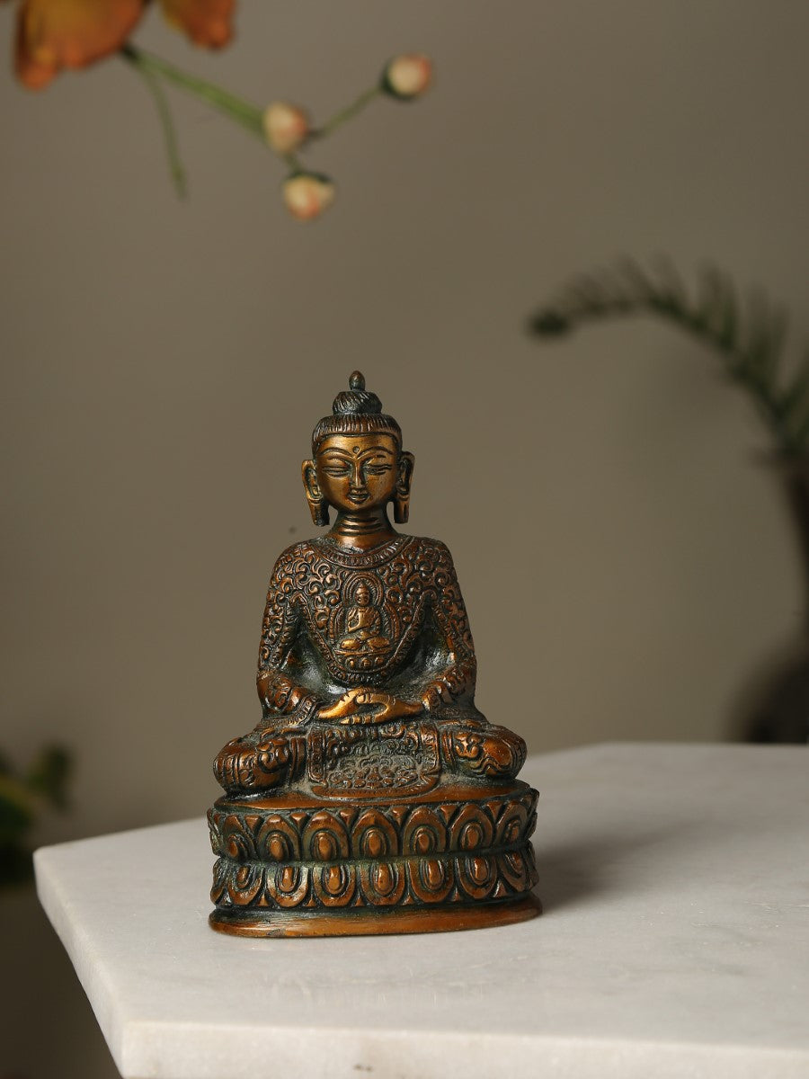 Buddha Statue In Antique Brown Finish