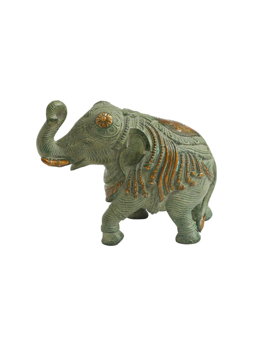 Elephant In Antique Green Stone Finish