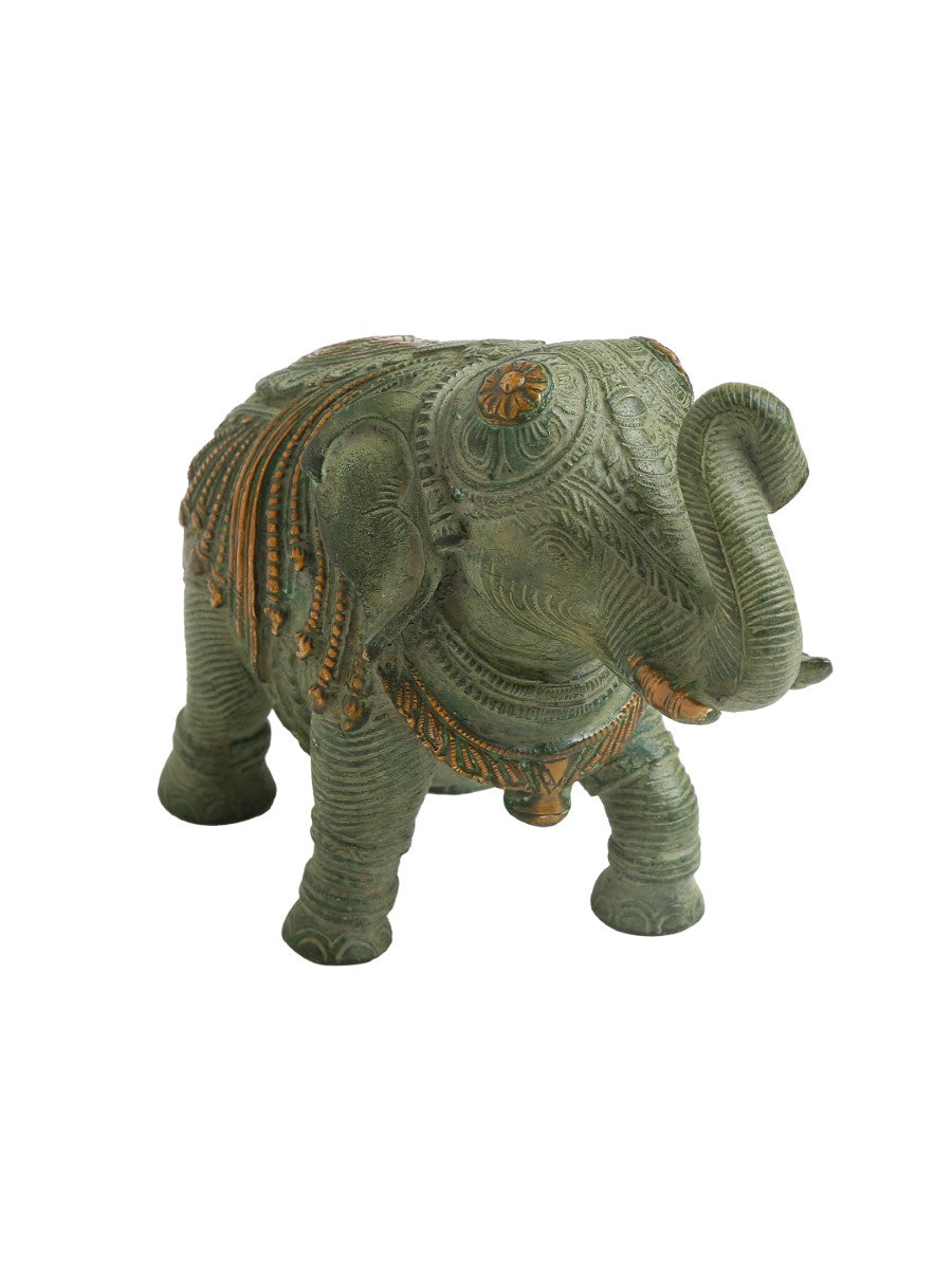 Elephant In Antique Green Stone Finish