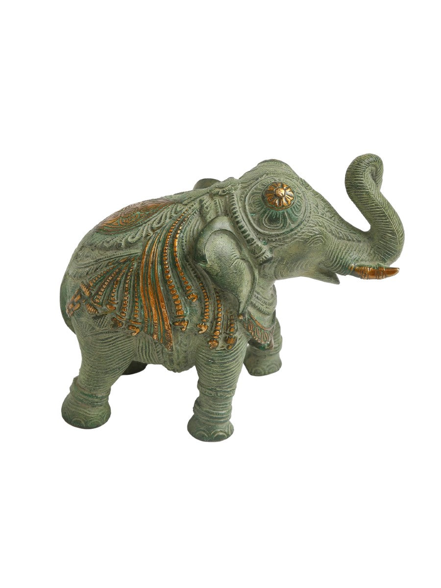 Elephant In Antique Green Stone Finish