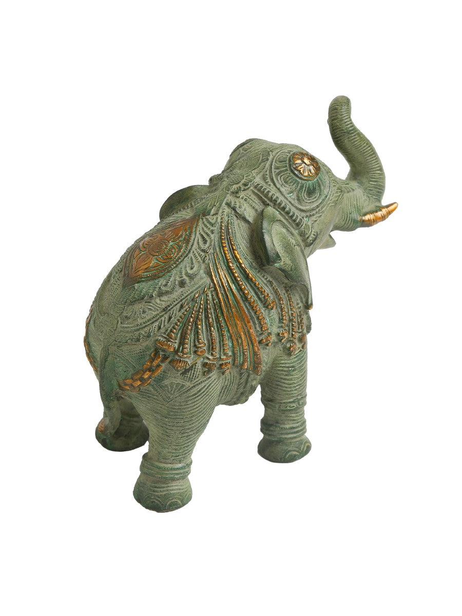 Elephant In Antique Green Stone Finish