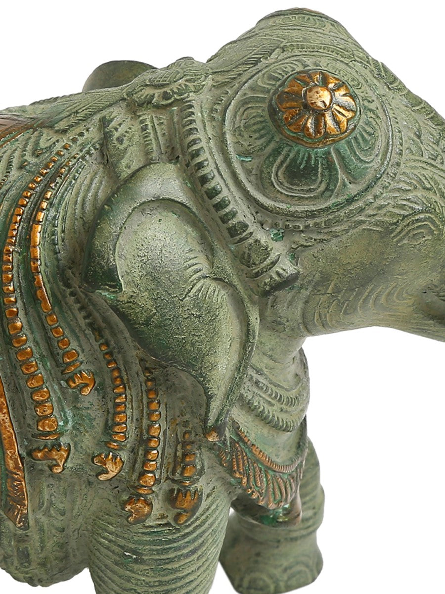Elephant In Antique Green Stone Finish