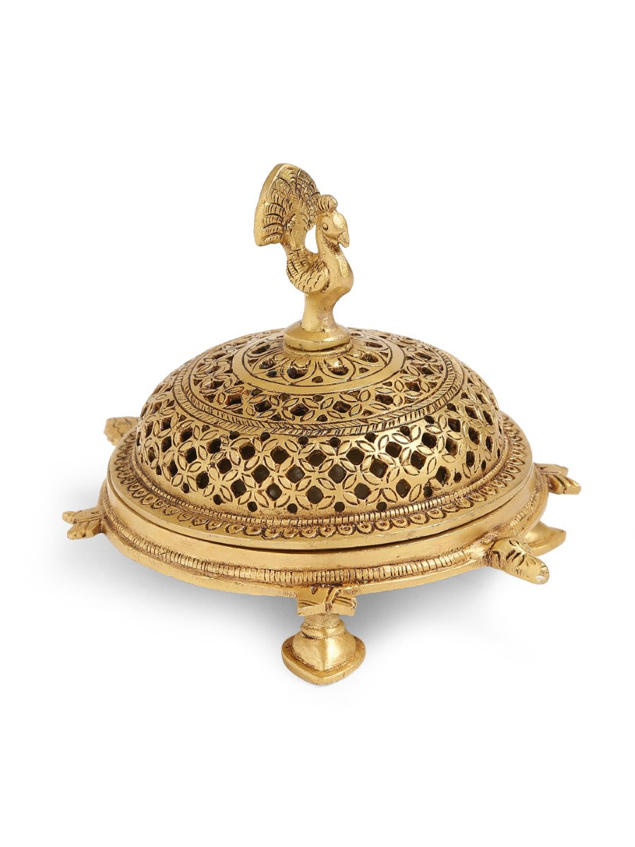 Brass Peacock Incense Burner With Tortoise Base
