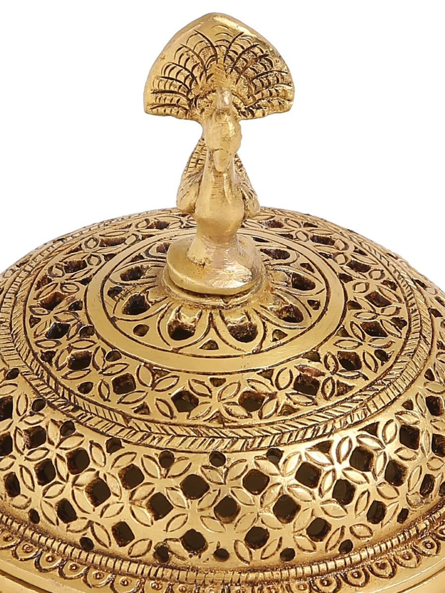 Brass Peacock Incense Burner With Tortoise Base