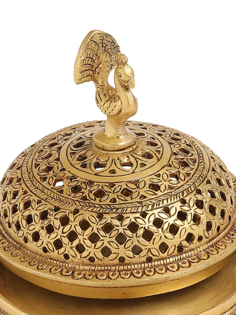 Brass Peacock Incense Burner With Tortoise Base