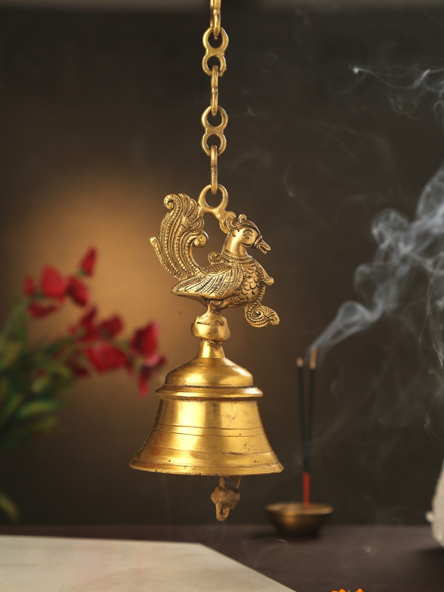 Peacock Hanging Bell With Chain