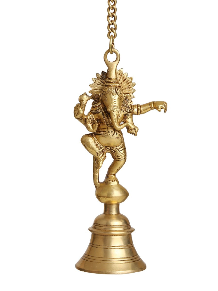 Brass Dancing Ganesha Bell With Chain