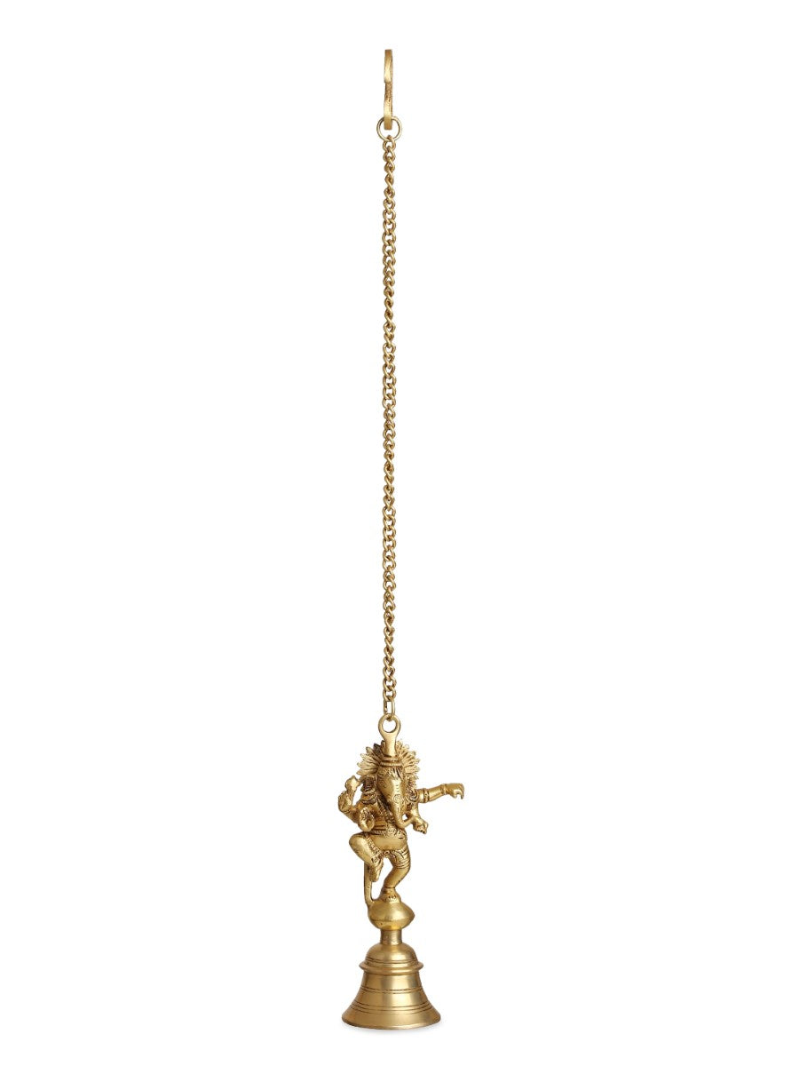 Brass Dancing Ganesha Bell With Chain