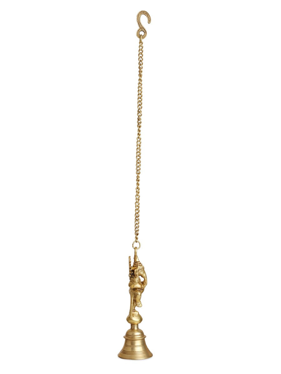 Brass Dancing Ganesha Bell With Chain