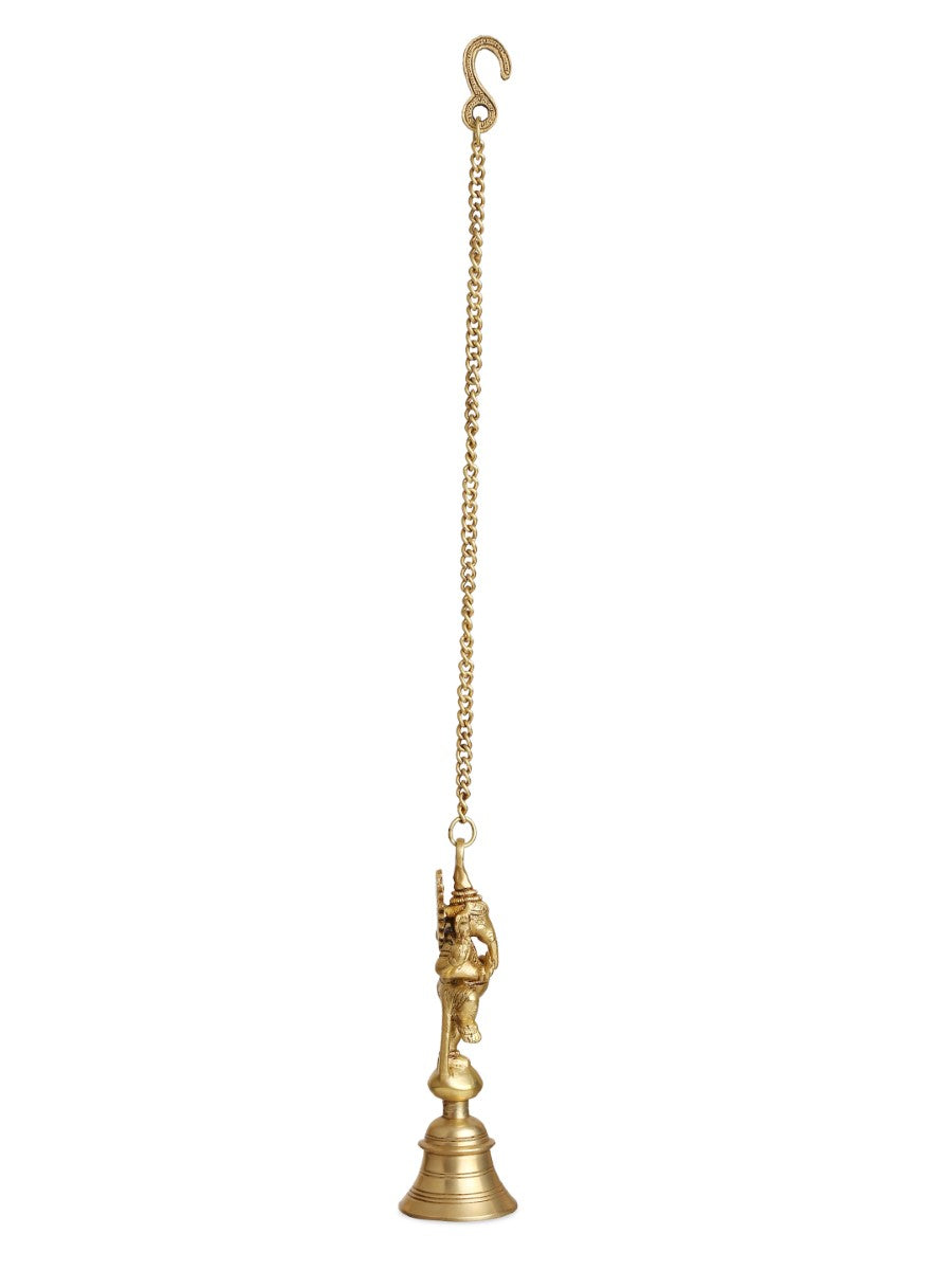 Brass Dancing Ganesha Bell With Chain