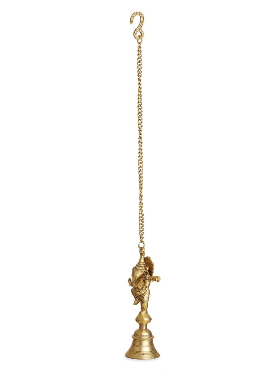 Brass Dancing Ganesha Bell With Chain