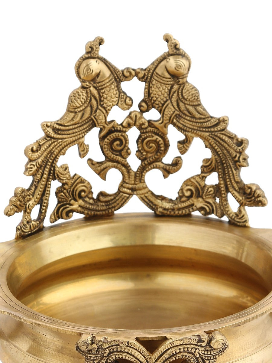 Peacock Design Urli In Brass