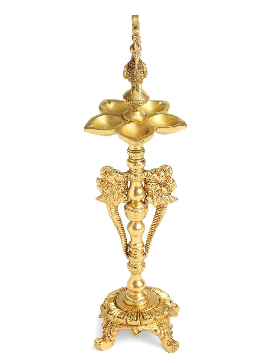 Peacock Lamp Large With Five Diyas