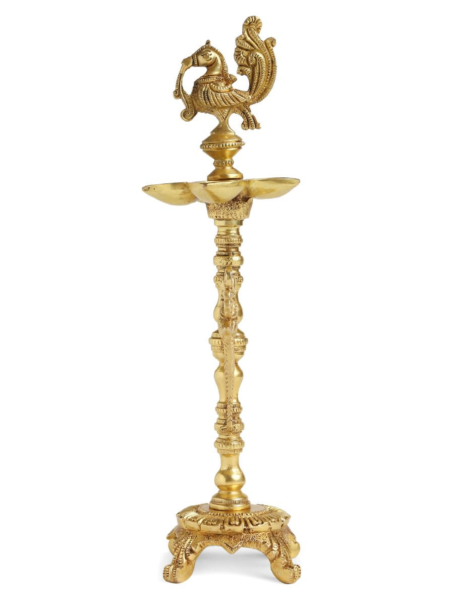 Peacock Lamp Large With Five Diyas