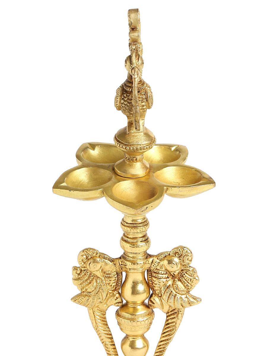 Peacock Lamp Large With Five Diyas