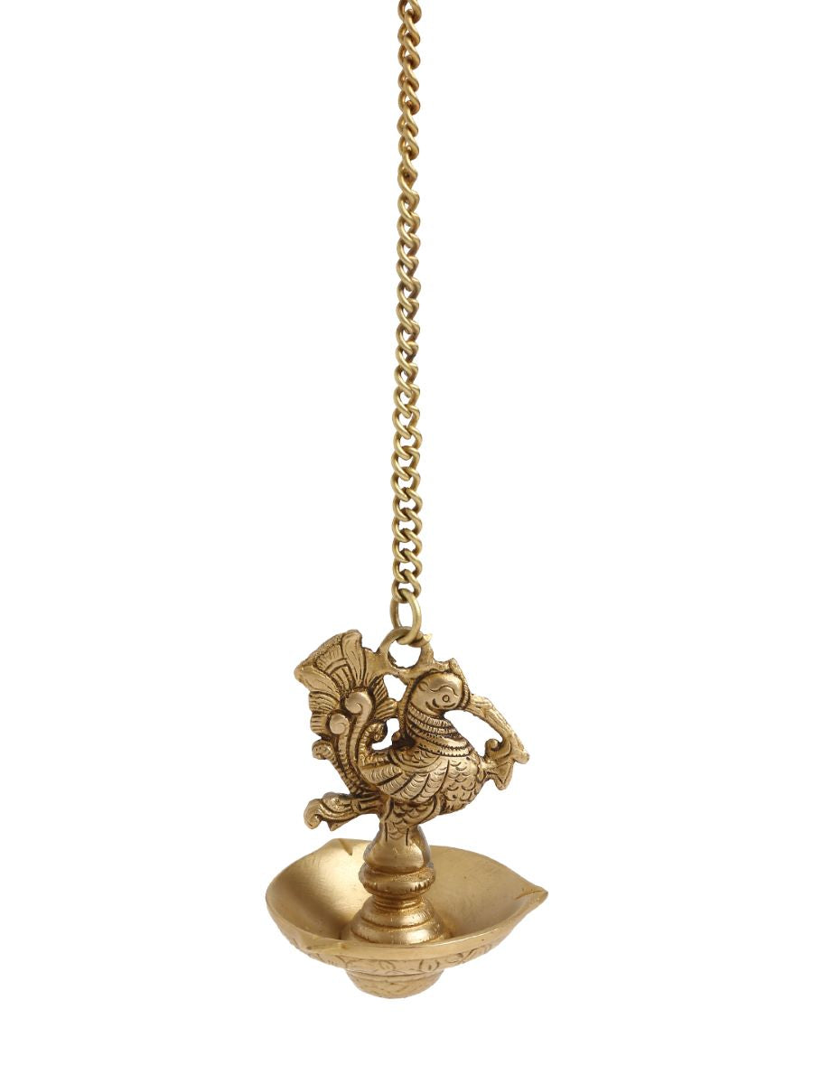 Bird Hanging Diya With Three Side Lamp And Chain