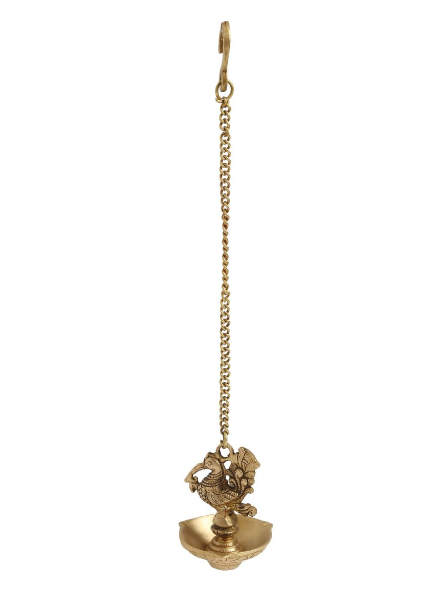 Bird Hanging Diya With Three Side Lamp And Chain