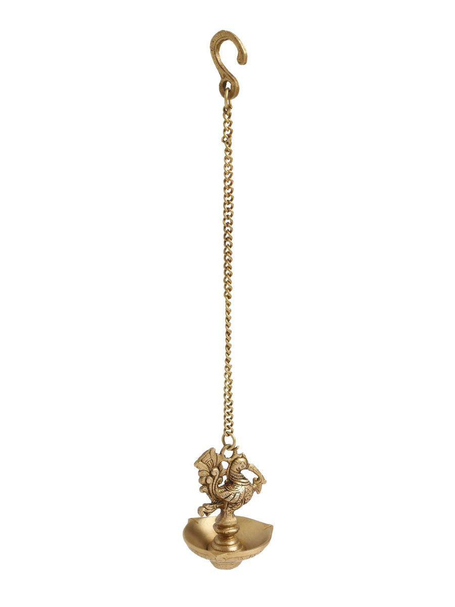 Bird Hanging Diya With Three Side Lamp And Chain