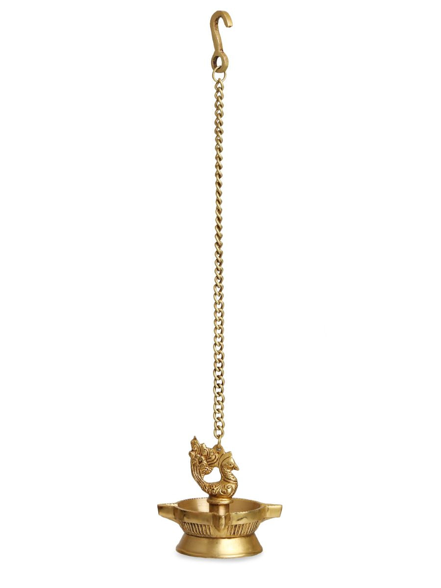 Peacock Hanging Diya With Four Side Lamp And Chain