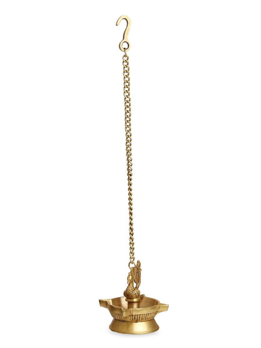 Peacock Hanging Diya With Four Side Lamp And Chain
